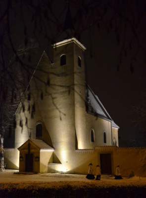 kostel Všech svatých - zima  - tříkráloví koledníc