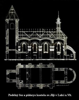 Podéůná řez a půdorys kostela sv. Jiljí / Autor fotografie: Ladislav Tomek