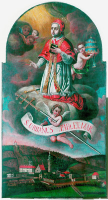 Kostel na vedutě obrazu sv. Urbana