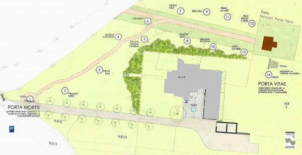 Oprientační plánek vznikající křižové cesty