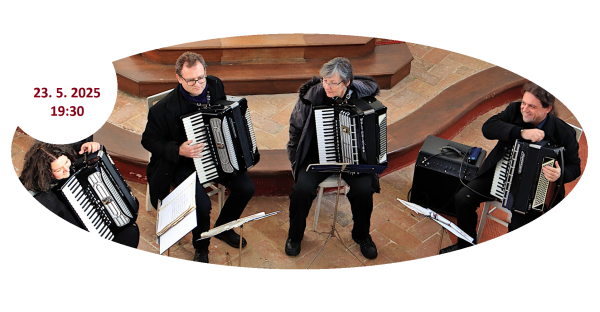 Koncert vážné hudby / hra na čtyři akordeony / Autor fotografie: Pražské barokní harmoniky