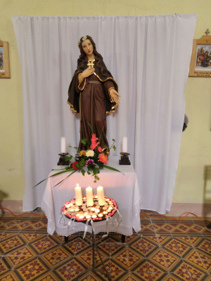 Socha sv. Rozálie patronky Bludova / Sochu dal vyhotovit neznámý ctitel sv. Rozálie / Autor fotografie: Karel Směšný