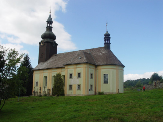 Česká Kamenice - Kerhartice, kostel sv. Máří Magdalény