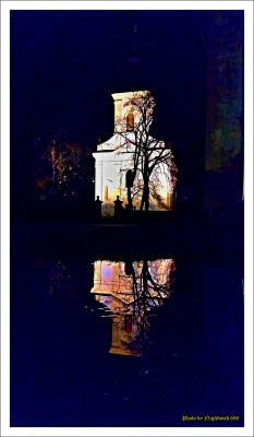 Kostel Nanebevzetí Panny Marie v Pňově-Předhradí / osvětlený kostel, foto advent 2019 / Autor fotografie: Marcel Ontl