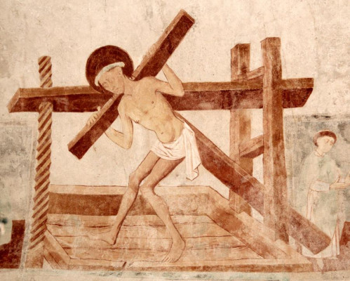 Pomezí nad Ohří / Kostel sv. Jakuba Většího, nástěnná malba Kristus ve vinném lisu