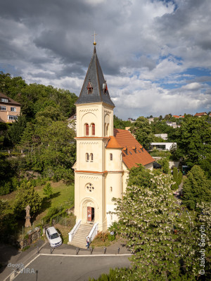 foto kostela z dronu přední pohled / Autor fotografie: Jakub Šerých